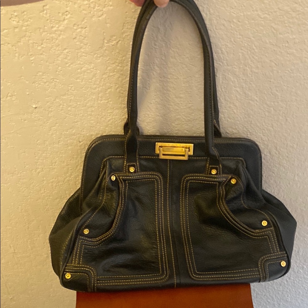 Maxx New York Elegant Black Leather Handbag